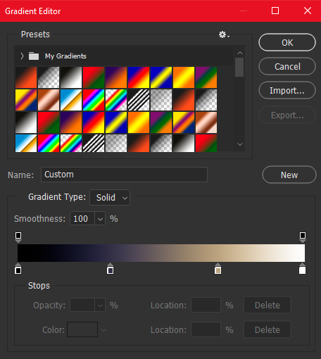 Gradient map settings
