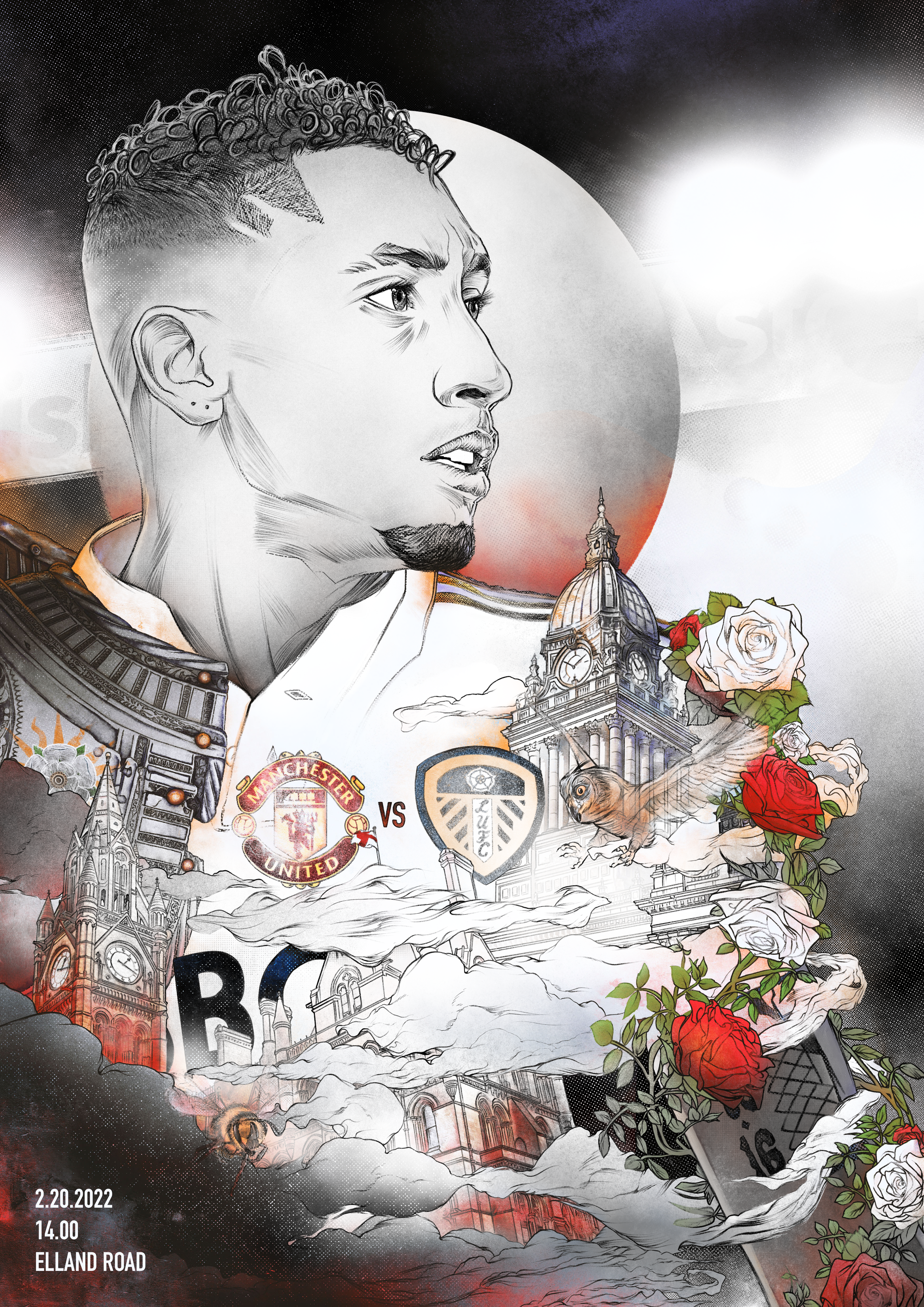 Leeds vs Manchester United Matchday print
